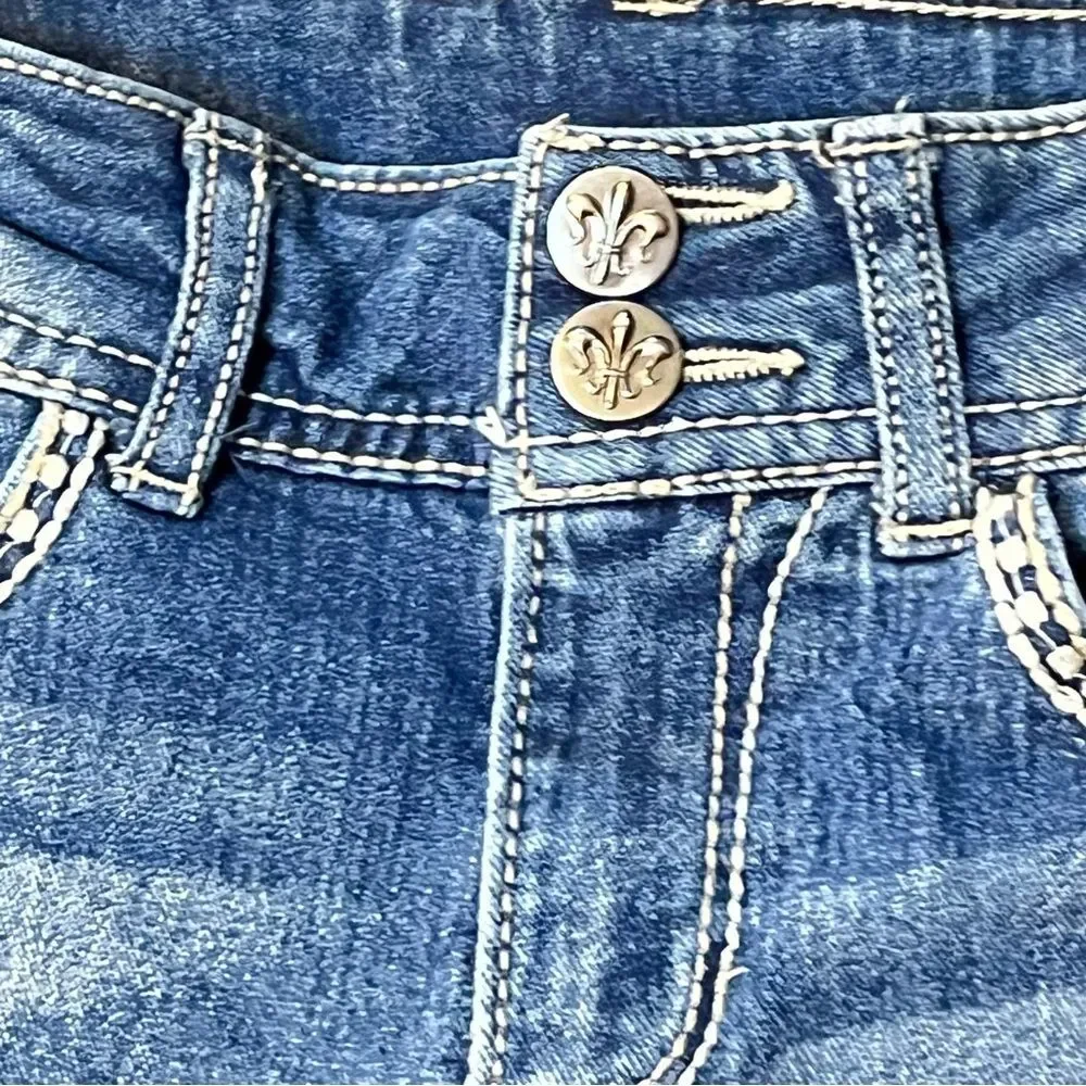 Faded Glory Girls Bootcut Jeans 7 Embroidered Back Pockets Adjustable Waist - Picture 6 of 12